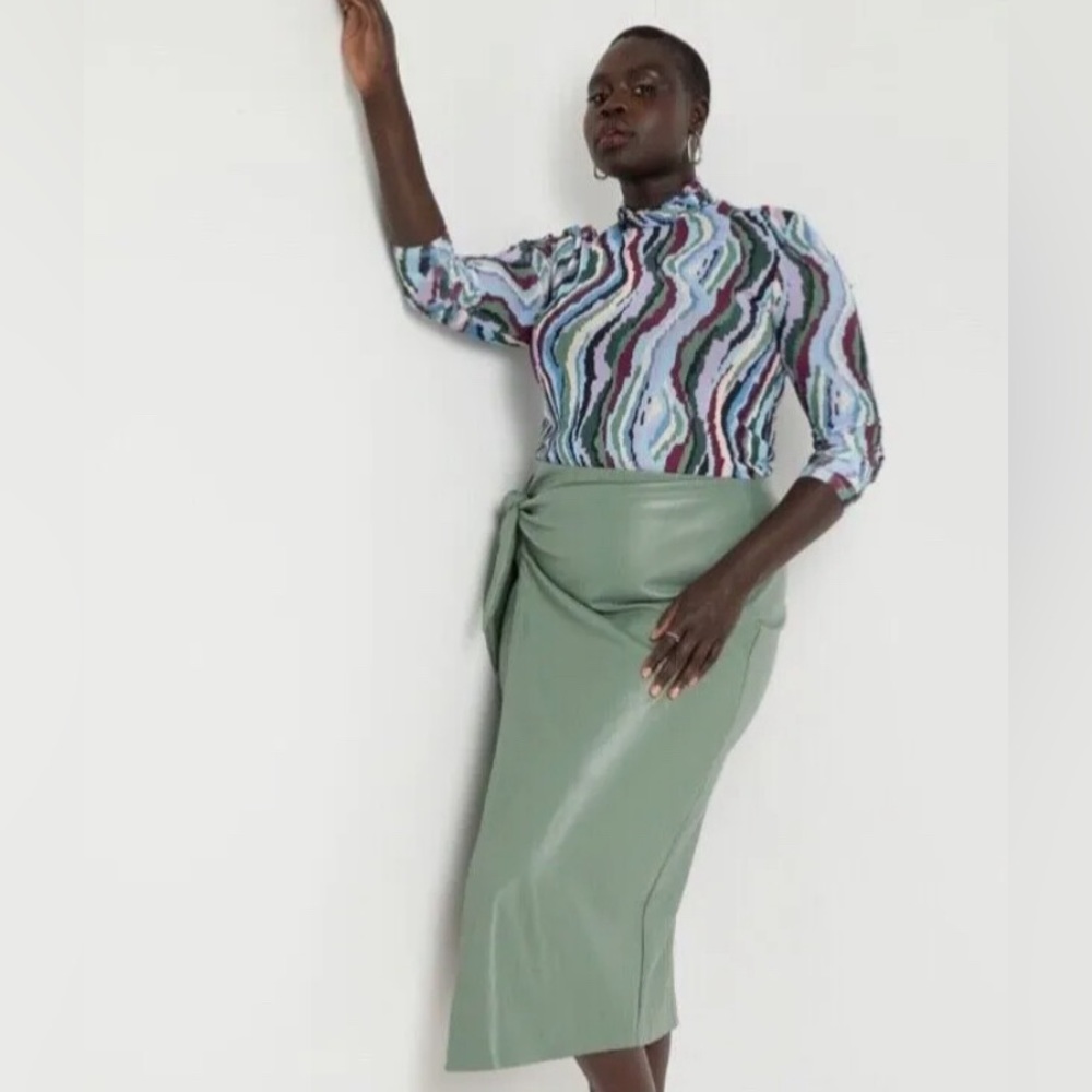 Eloquii Faux Leather Green Skirt